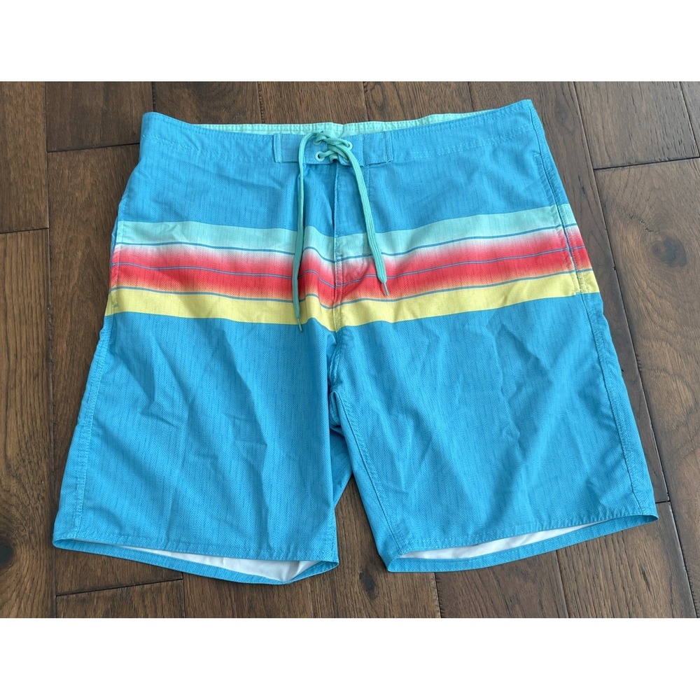 Burnside Swim Trunks‎ Mens Size 36 Blue Stripe Board Shorts Suit Beach Men